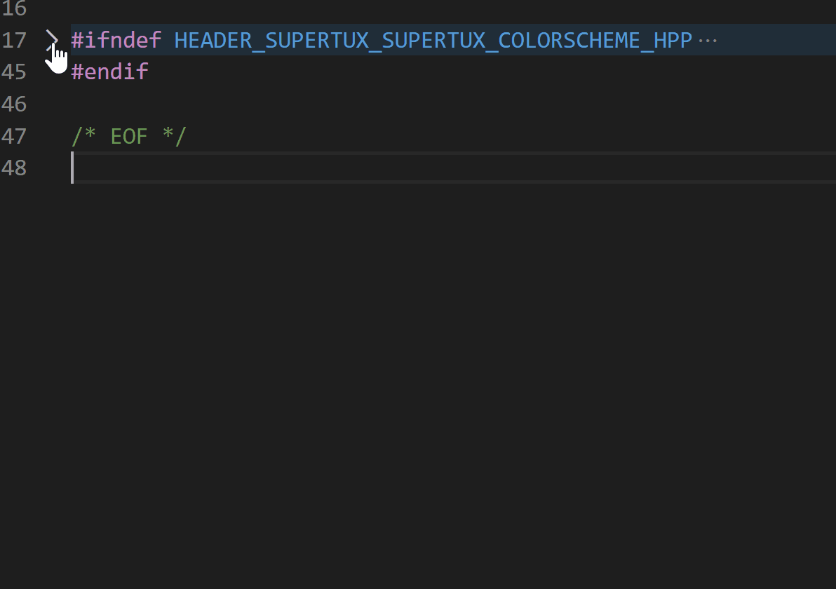 GIF of expanding and collapsing code blocks