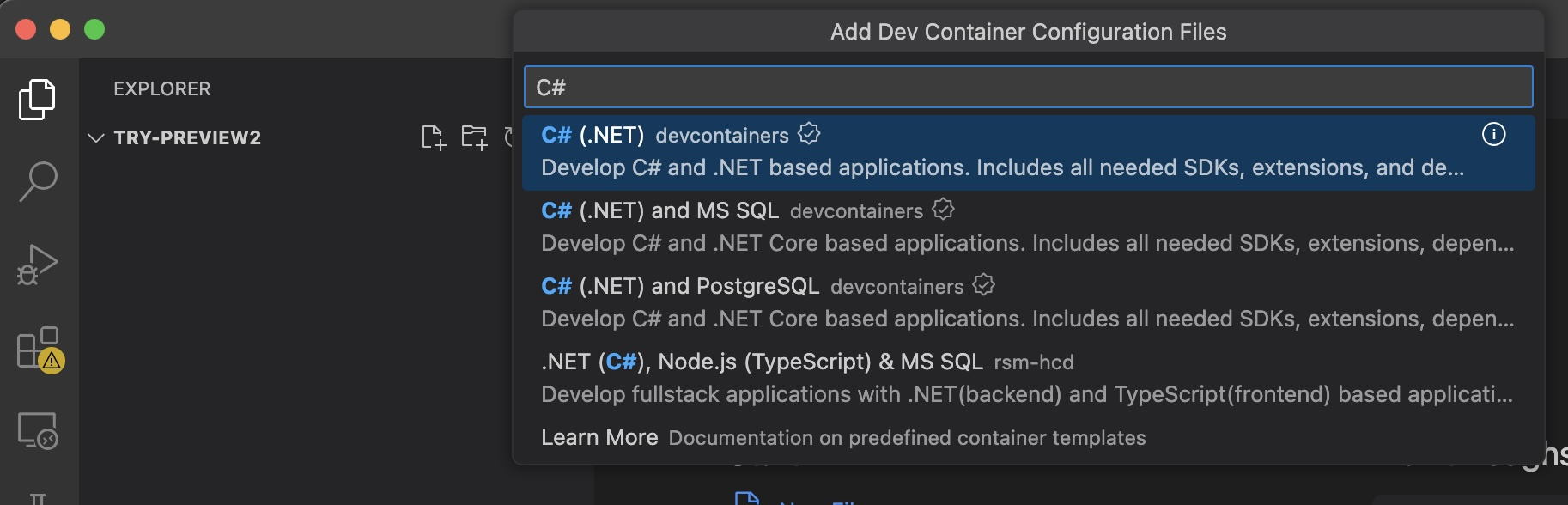 Add Dev Container Configuration