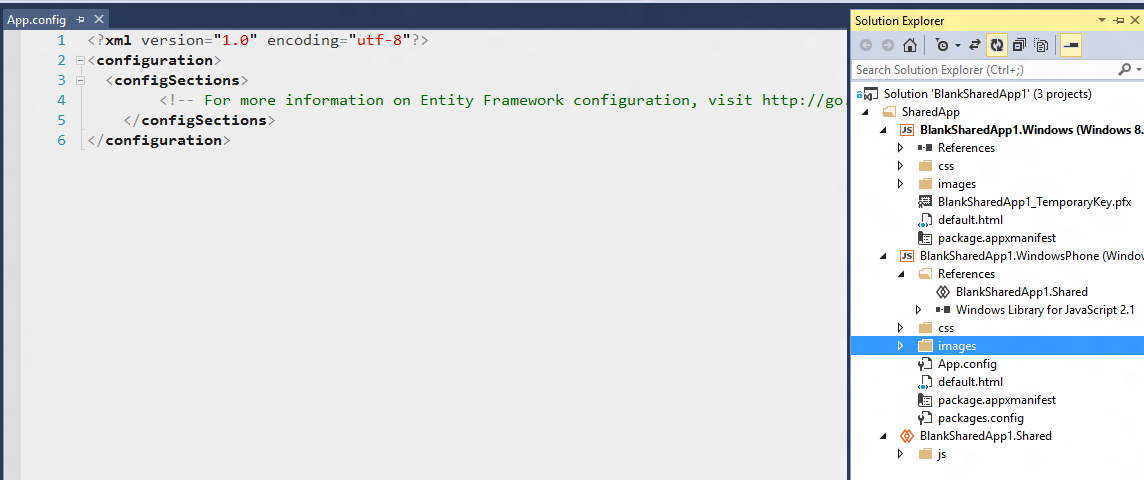 EntityFramework installation a JavaScript project