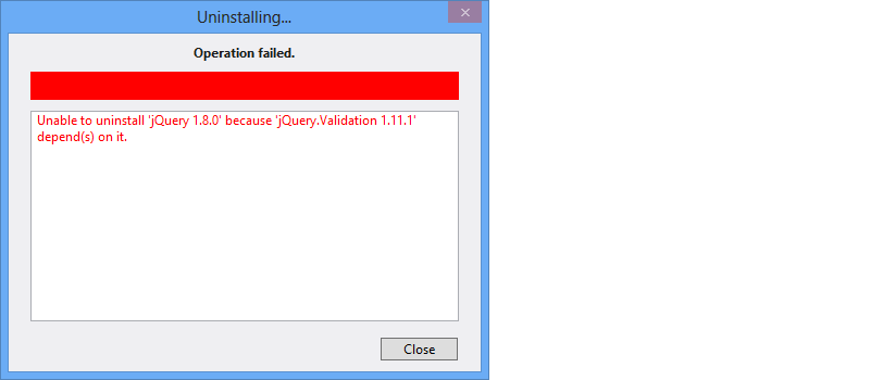 Failure on uninstall of a parent package