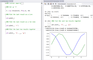 A scratchpad file alongside a Python interactive window