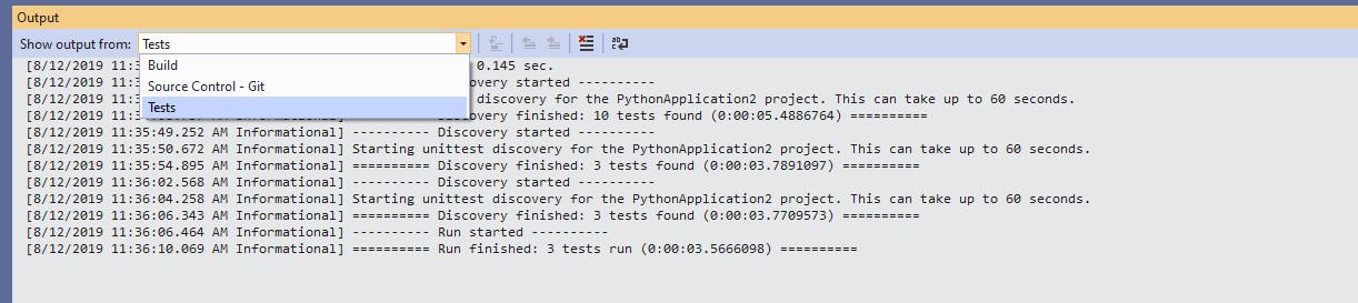 show the user how to select the tests output