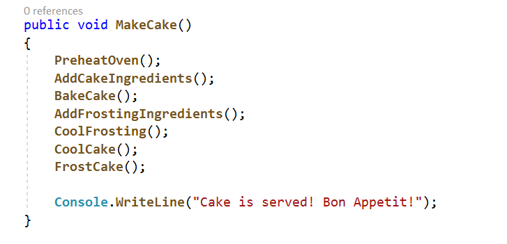 Synchronous MakeCake() function