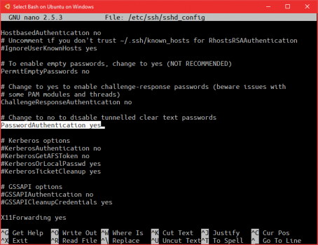 Editing sshd_config in nano