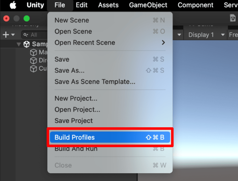 The build dialog in the Unity editor